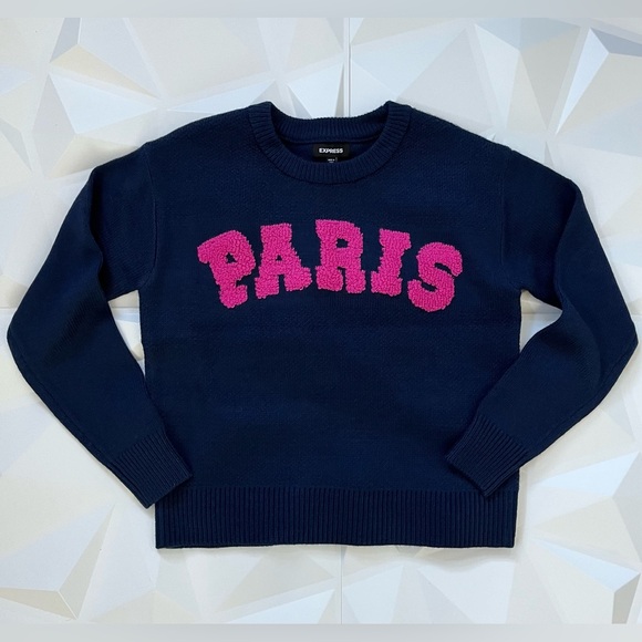 🩷 Express PARIS BOUCLE KNIT PATCH SWEATER Women’s - Picture 5 of 12